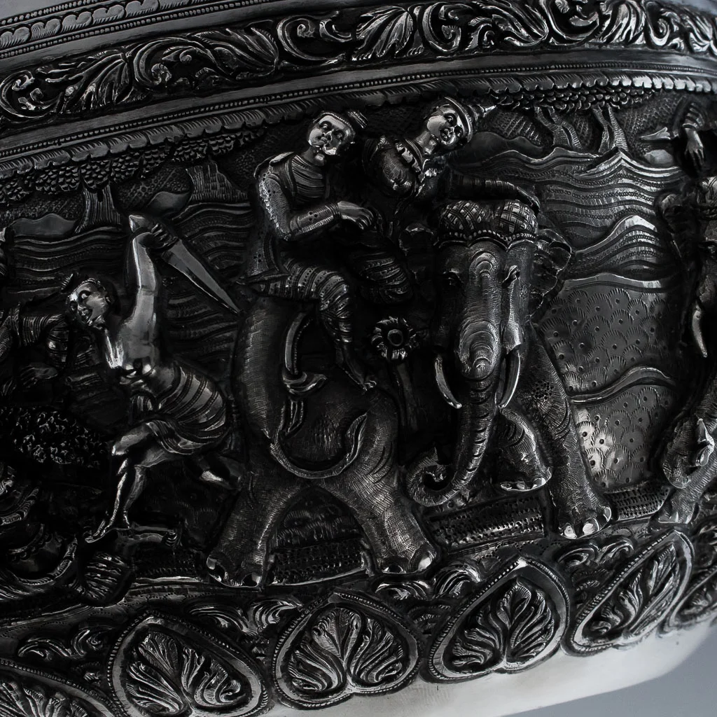 ANTIQUE 19thC EXCEPTIONAL BURMESE SOLID SILVER HAND CRAFTED BOWL c.1880-12.jpg