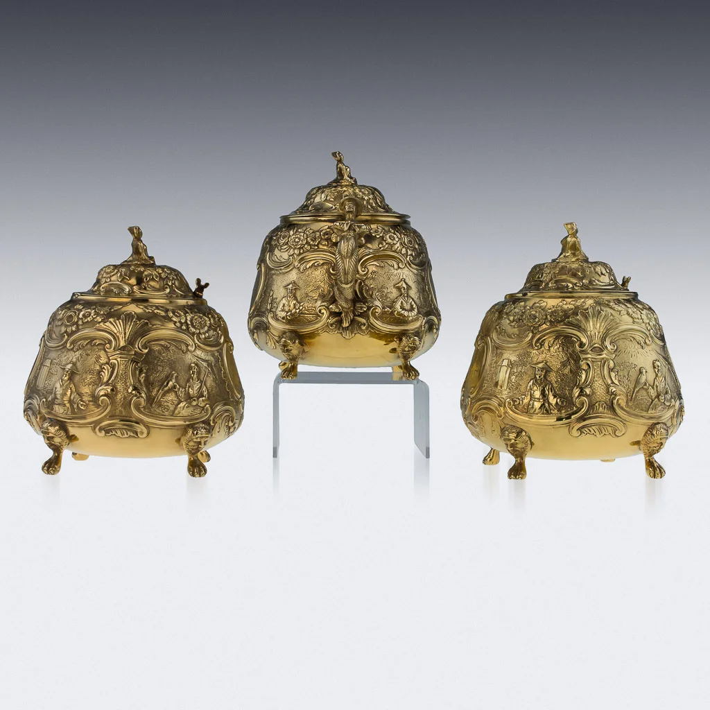 Pushkin Antiques - ANTIQUE 19THC GEORGIAN SOLID SILVER CHINOISERIE TEA CADDY SET, W FOUNTAIN C.1812-04.jpg