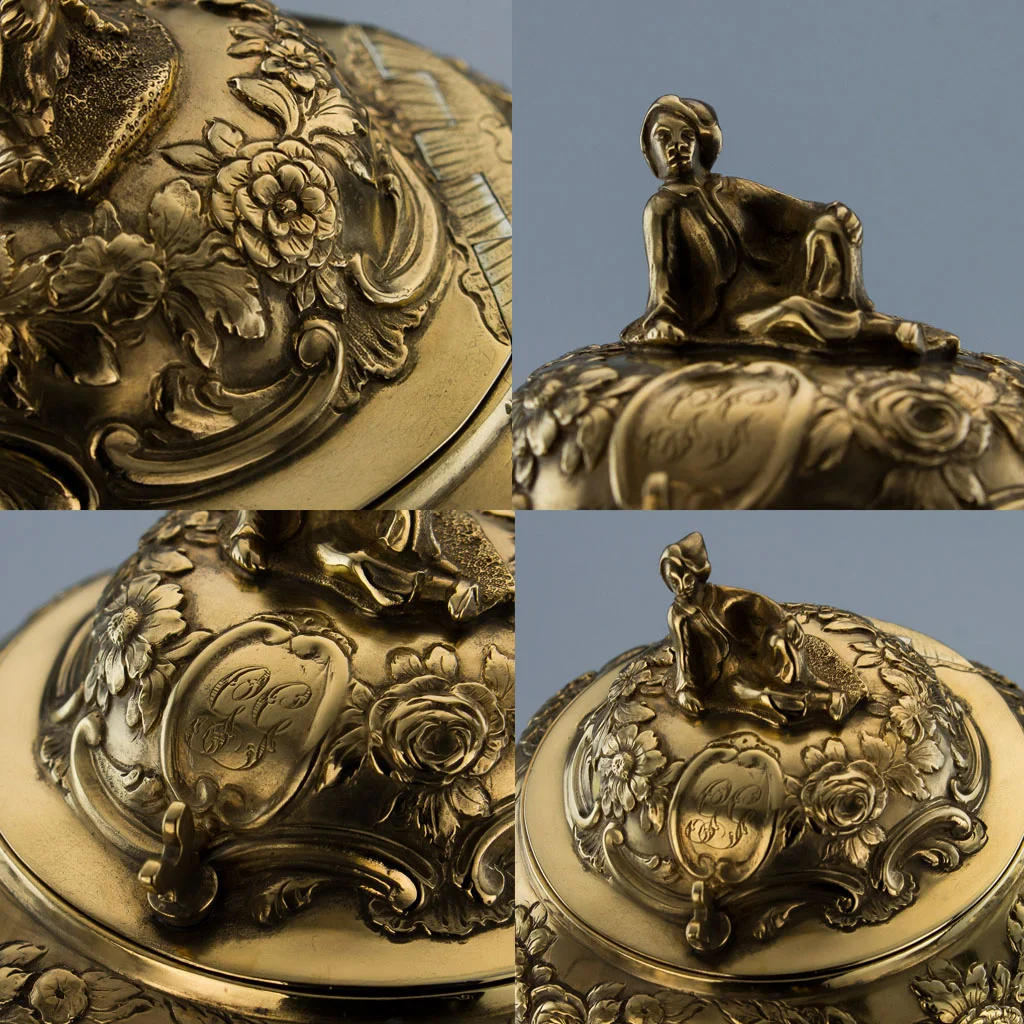 Pushkin Antiques - ANTIQUE 19THC GEORGIAN SOLID SILVER CHINOISERIE TEA CADDY SET, W FOUNTAIN C.1812-16.jpg