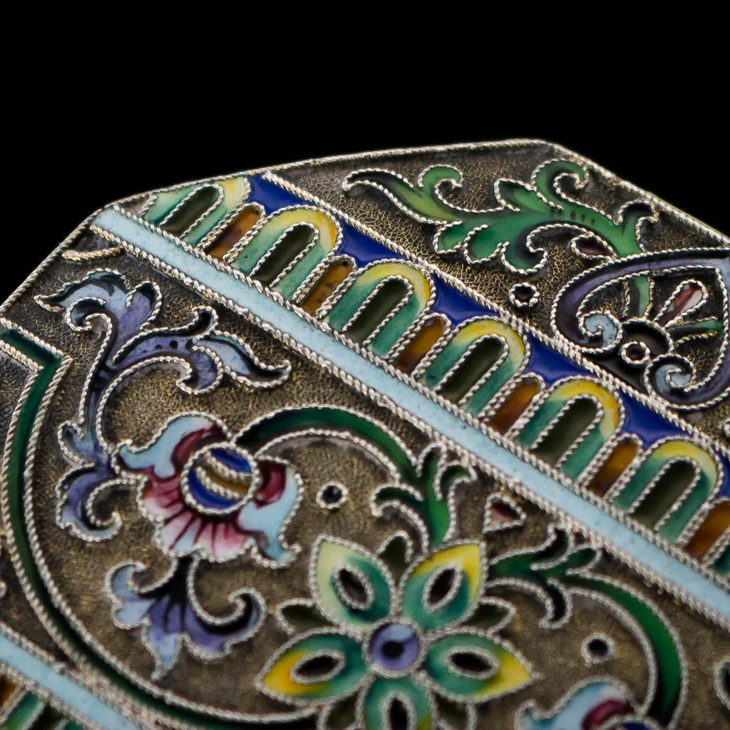Pushkin Antiques - ANTIQUE 20thC RUSSIAN 11 ARTEL SOLID SILVER & ENAMEL SNUFF BOX c.1910-12.jpg