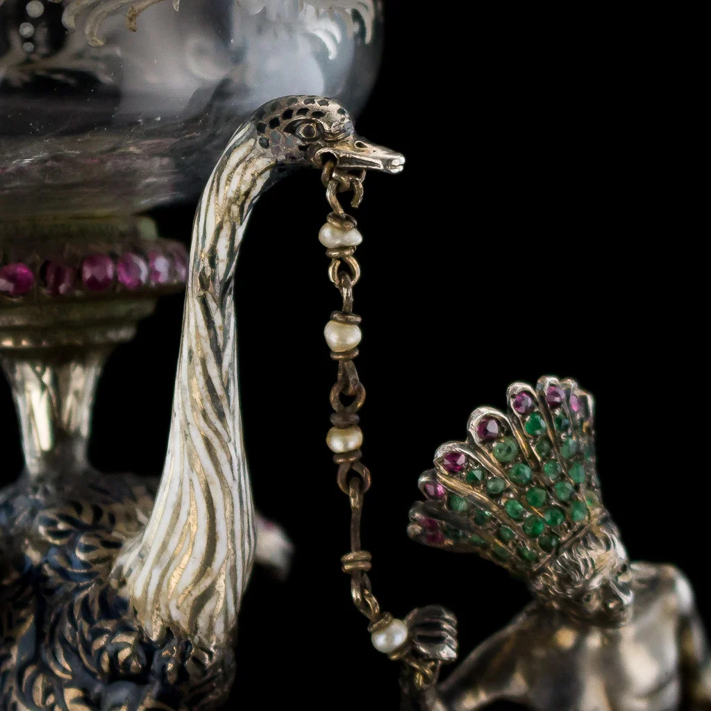 ANTIQUE 19thC AUSTRIAN SOLID SILVER, ENAMEL, ROCK CRYSTAL, LAPIS FIGURE c.1880_10.jpg