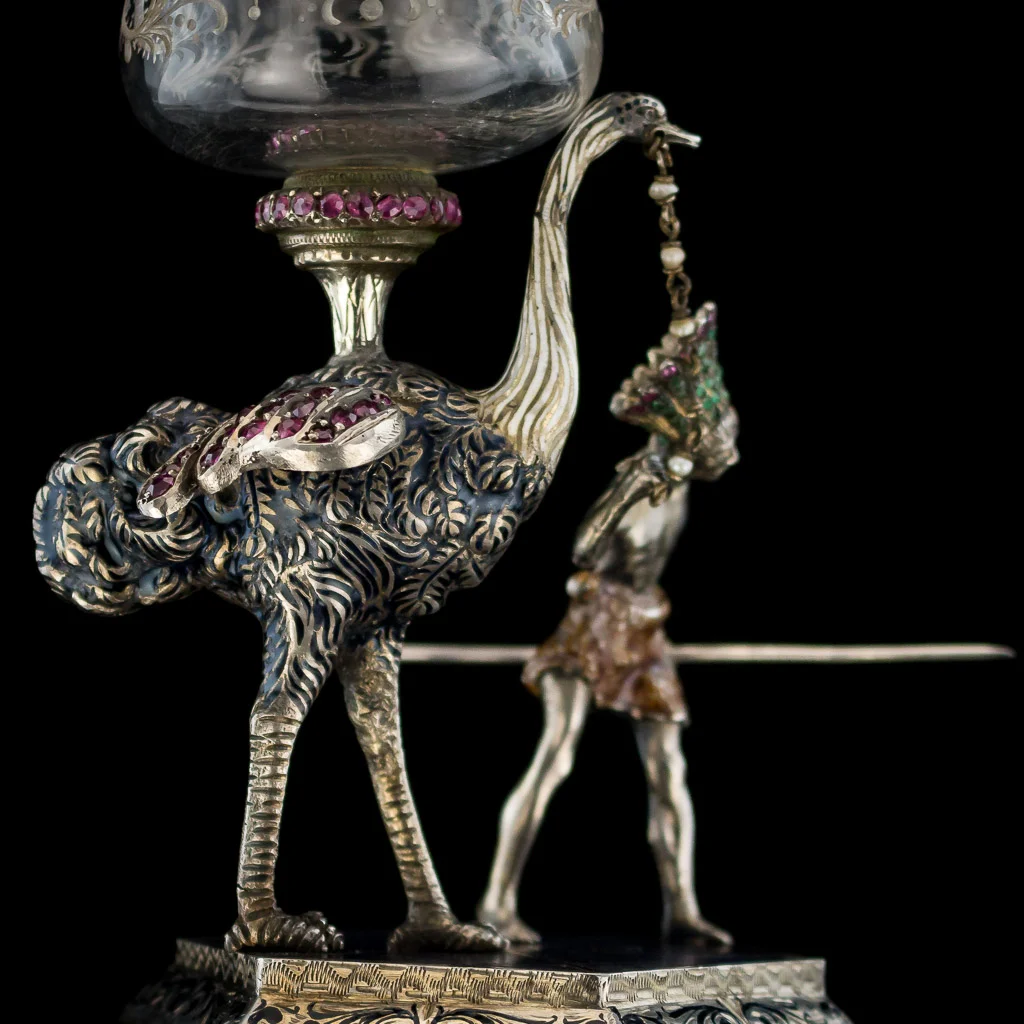 ANTIQUE 19thC AUSTRIAN SOLID SILVER, ENAMEL, ROCK CRYSTAL, LAPIS FIGURE c.1880_13.jpg