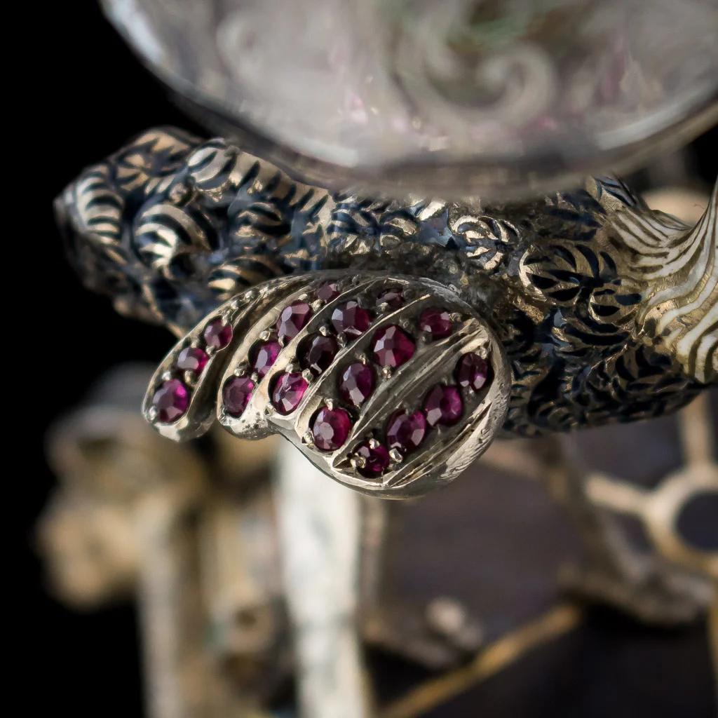 ANTIQUE 19thC AUSTRIAN SOLID SILVER, ENAMEL, ROCK CRYSTAL, LAPIS FIGURE c.1880_14.jpg