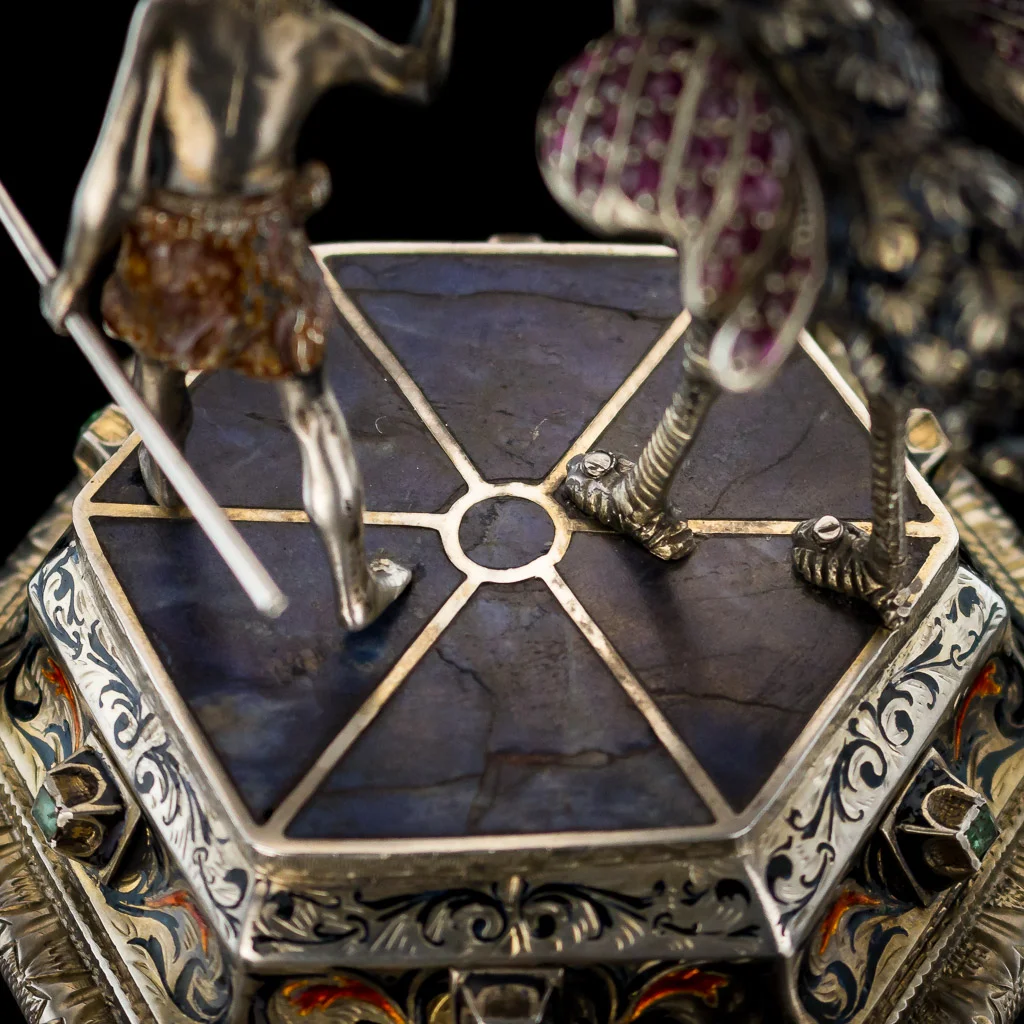 ANTIQUE 19thC AUSTRIAN SOLID SILVER, ENAMEL, ROCK CRYSTAL, LAPIS FIGURE c.1880_19.jpg