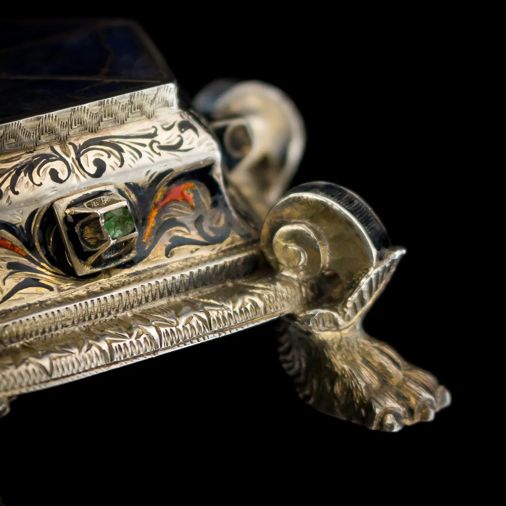ANTIQUE 19thC AUSTRIAN SOLID SILVER, ENAMEL, ROCK CRYSTAL, LAPIS FIGURE c.1880_22.jpg