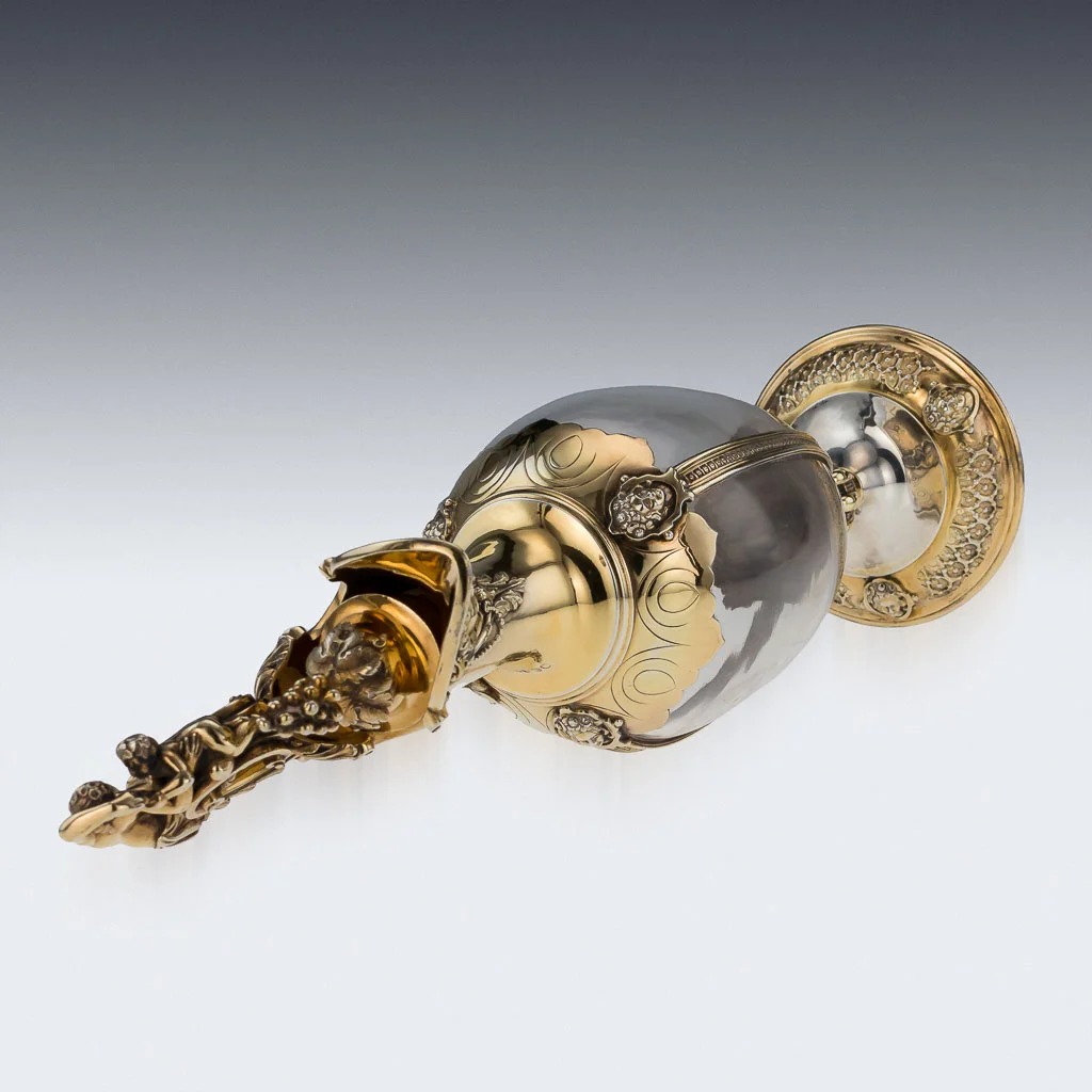 ANTIQUE 19thC VICTORIAN SOLID SILVER GILT & GLASS EWER JUG, JOHN FIGG c1857_05.jpg