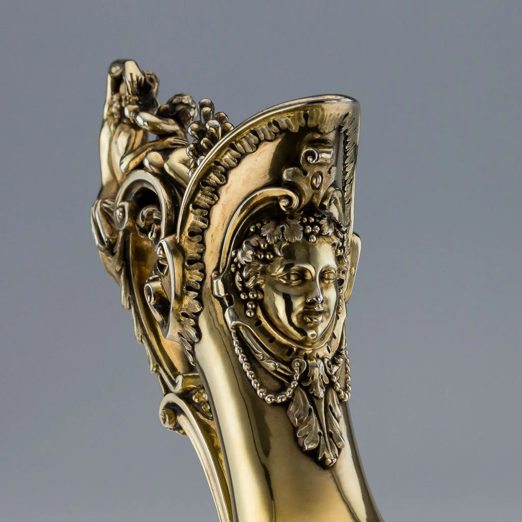 ANTIQUE 19thC VICTORIAN SOLID SILVER GILT & GLASS EWER JUG, JOHN FIGG c1857_07.jpg