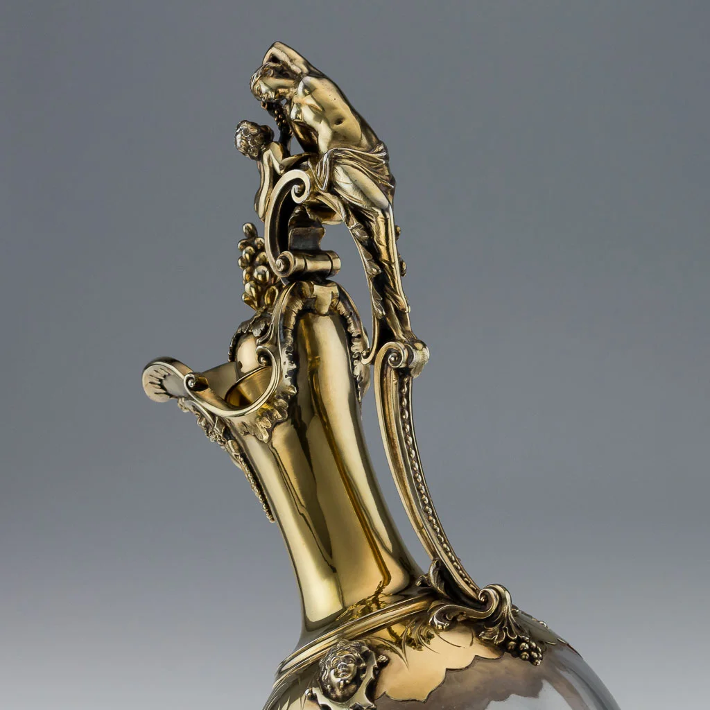 ANTIQUE 19thC VICTORIAN SOLID SILVER GILT & GLASS EWER JUG, JOHN FIGG c1857_09.jpg