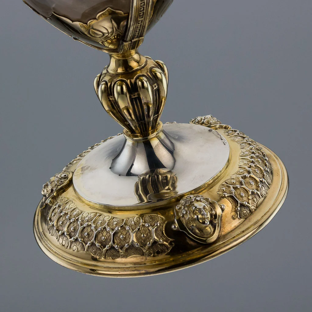 ANTIQUE 19thC VICTORIAN SOLID SILVER GILT & GLASS EWER JUG, JOHN FIGG c1857_16.jpg