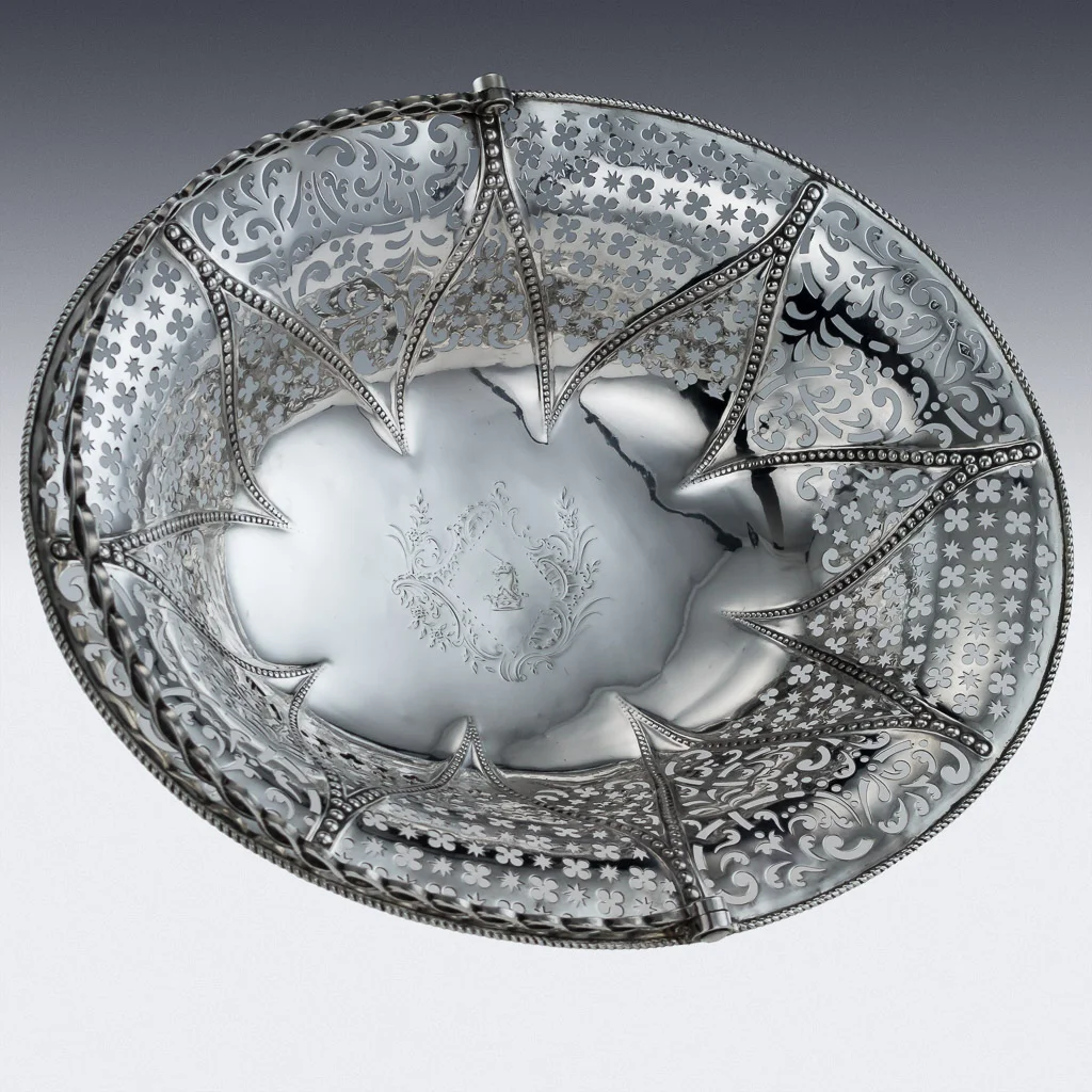 ANTIQUE 18thC GEORGIAN SOLID SILVER CAKE BASKET, ELIZABETH ALDRIDGE c1765-06.jpg