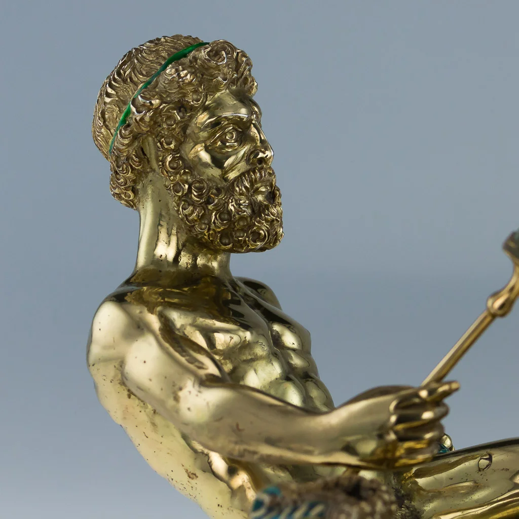 pushkin antiques - STUNNING 20thC ITALIAN SOLID SILVER GILT & ENAMEL CELLINI SALT CELLAR c.1960-18.jpg