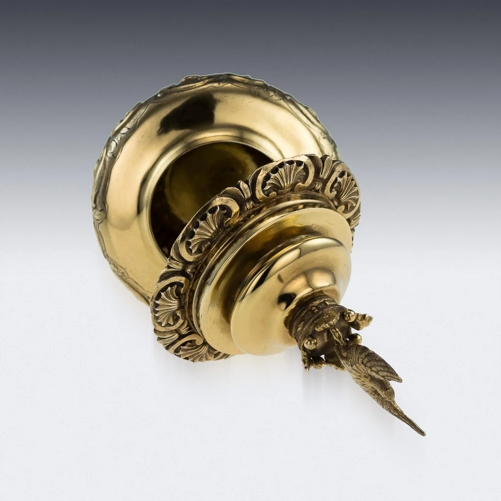 pushkin antiques - ANTIQUE 19THC WILLIAM IV SOLID SILVER GILT DECORATIVE INKWELL, B.SMITH C.1836-06.jpg