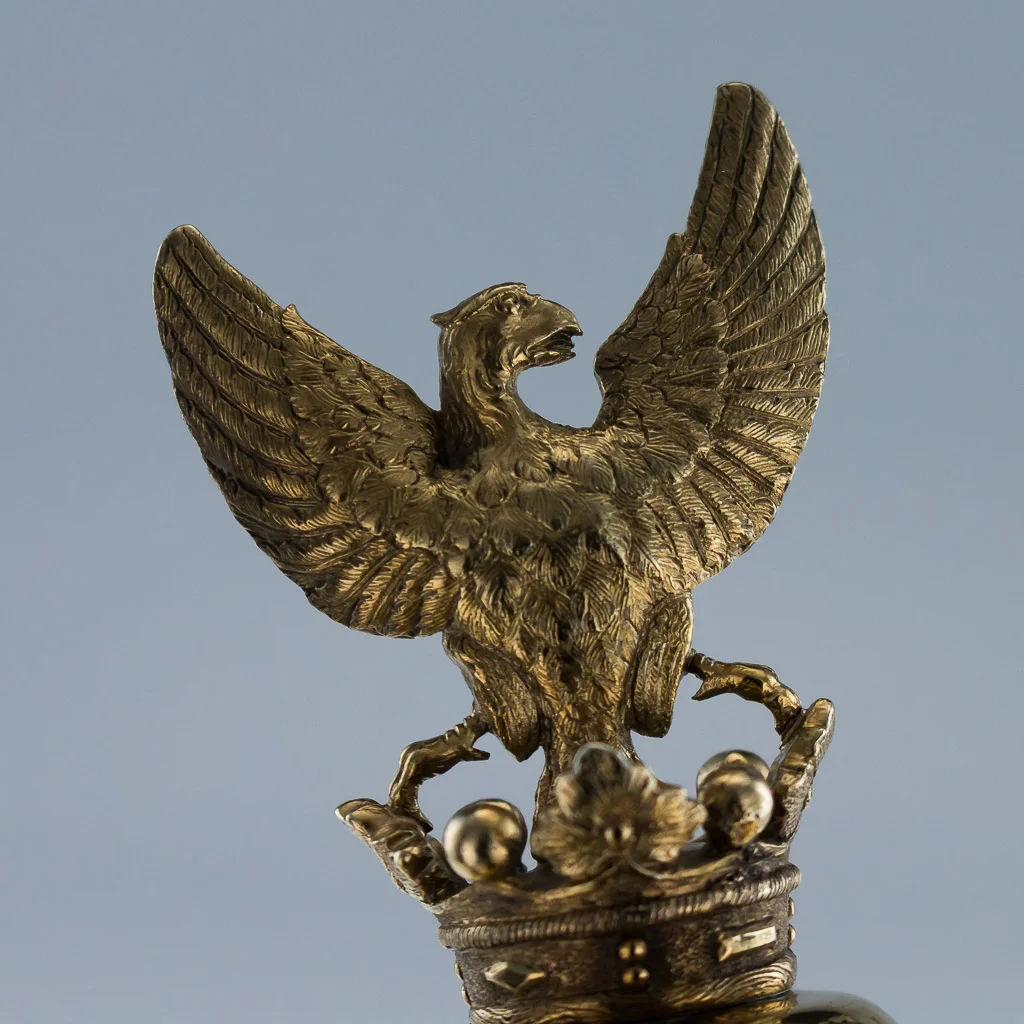 pushkin antiques - ANTIQUE 19THC WILLIAM IV SOLID SILVER GILT DECORATIVE INKWELL, B.SMITH C.1836-07.jpg