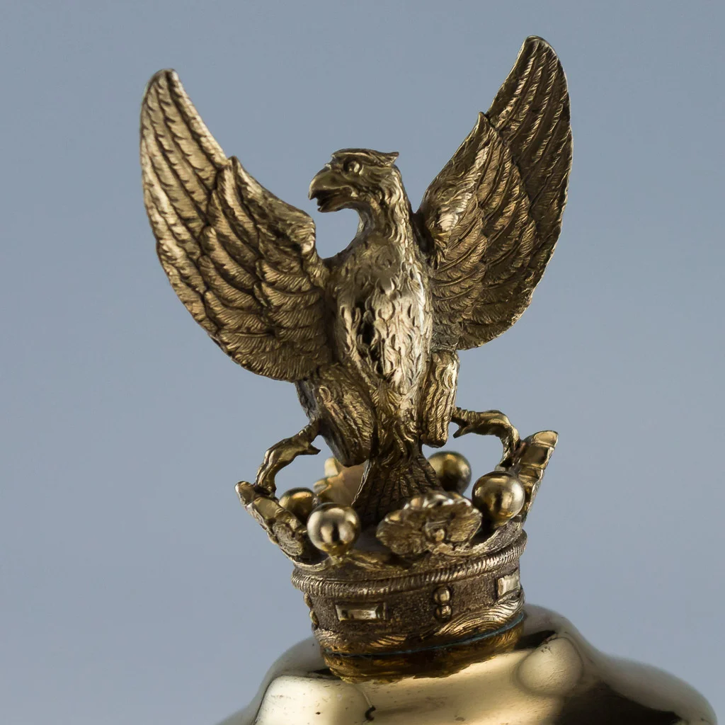 pushkin antiques - ANTIQUE 19THC WILLIAM IV SOLID SILVER GILT DECORATIVE INKWELL, B.SMITH C.1836-08.jpg