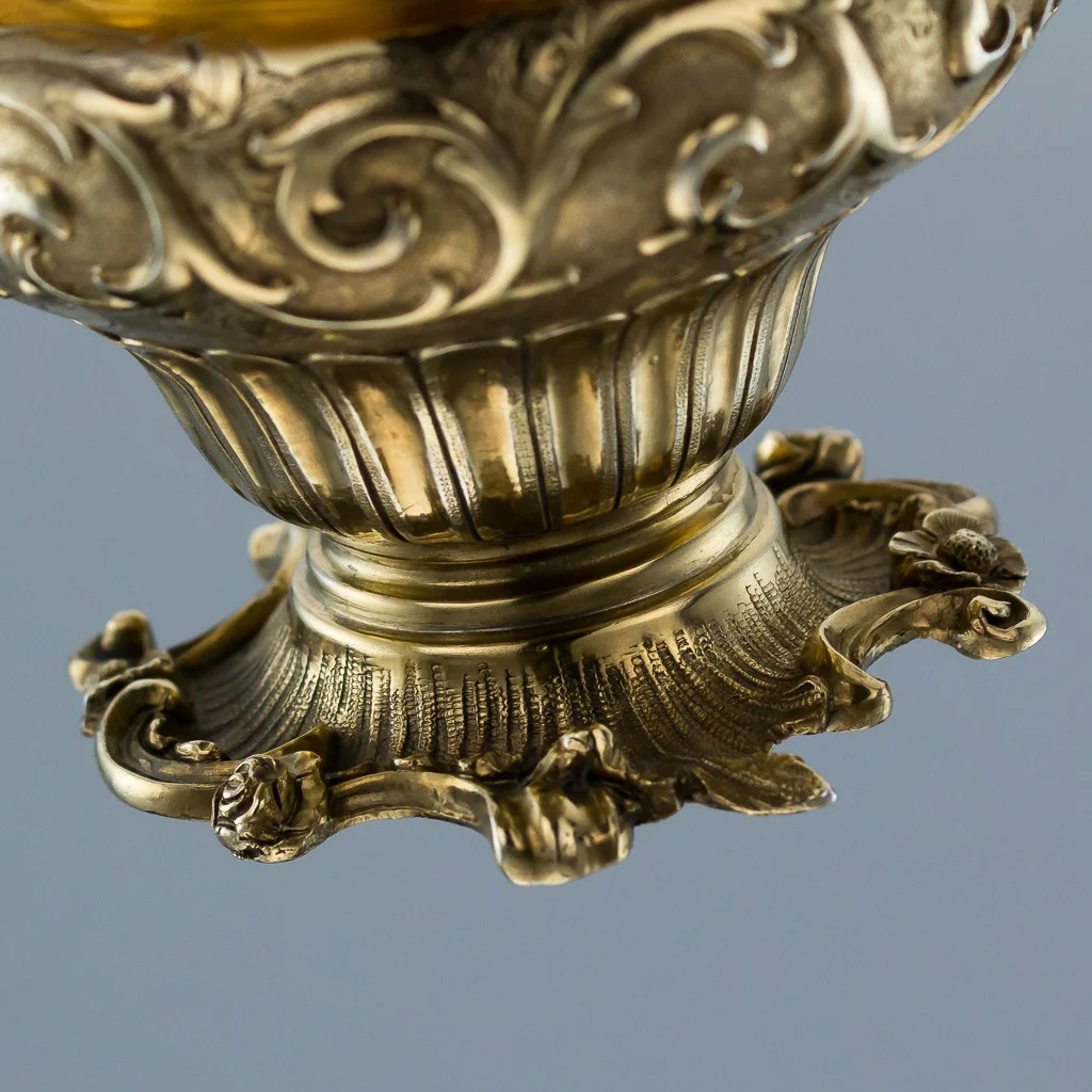 pushkin antiques - ANTIQUE 19THC WILLIAM IV SOLID SILVER GILT DECORATIVE INKWELL, B.SMITH C.1836-16.jpg