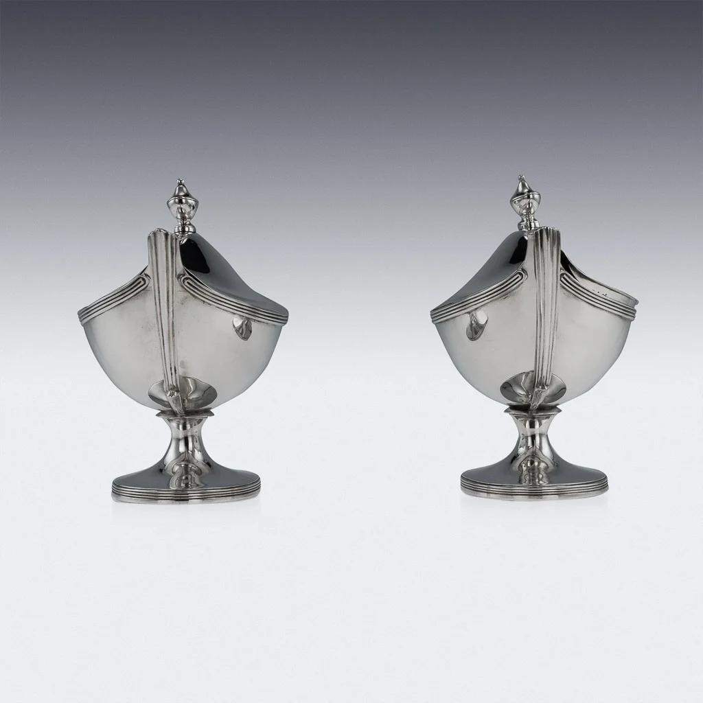 PUSHKIN ANTIQUES - ANTIQUE 19thC GEORGIAN SOLID SILVER PAIR OF SAUCE TUREENS, JOHN EMES c.1803 - 03.jpg