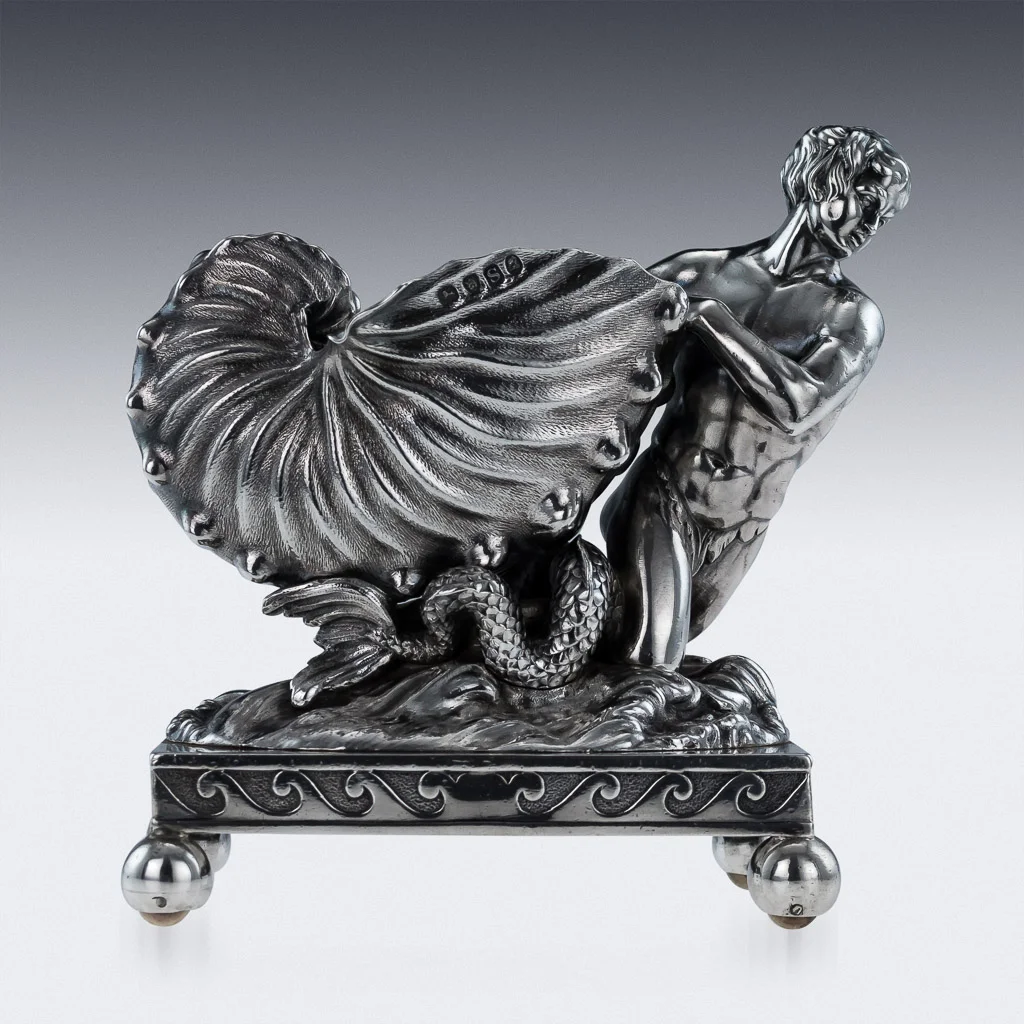 PUSHKIN ANTIQUES - ANTIQUE 19thC GEORGIAN PAUL STORR SOLID SILVER FIGURAL SALT, LONDON c.1813 - 02.jpg