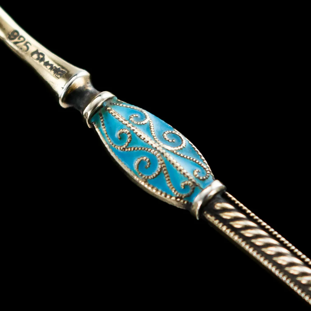 Pushkin Antiques - ANTIQUE 19THC NORWEGIAN SOLID SILVER & ENAMEL SPOONS & STRAINER, ANDERSEN C.1890-08.jpg