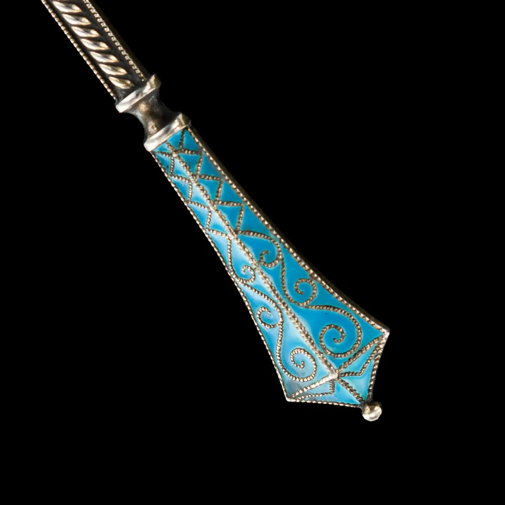 Pushkin Antiques - ANTIQUE 19THC NORWEGIAN SOLID SILVER & ENAMEL SPOONS & STRAINER, ANDERSEN C.1890-10.jpg