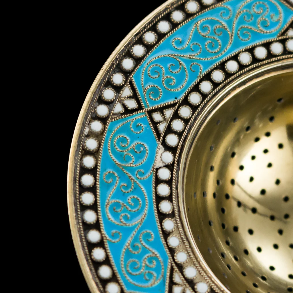 Pushkin Antiques - ANTIQUE 19THC NORWEGIAN SOLID SILVER & ENAMEL SPOONS & STRAINER, ANDERSEN C.1890-18.jpg