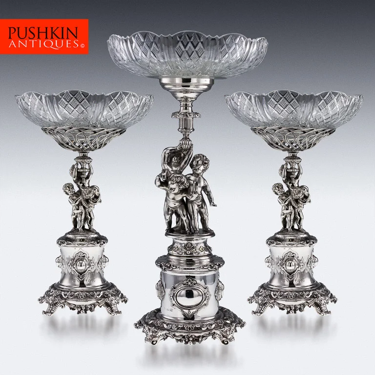 ANTIQUE 19THC VICTORIAN SOLID SILVER FIGURAL 3 PS CENTERPIECE GARNITURE C1860-71.jpg