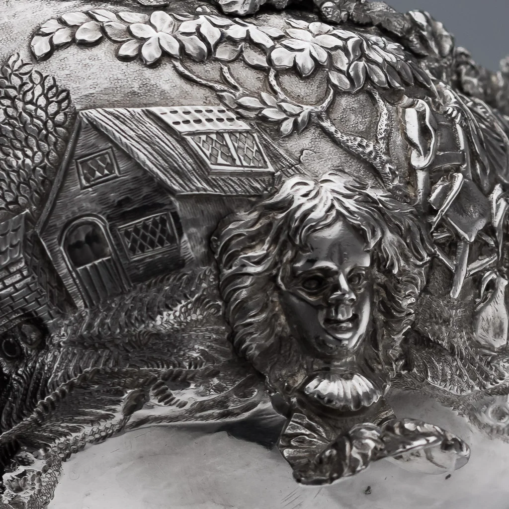Pushkin Antiques - ANTIQUE 19thC GEORGIAN SOLID SILVER TENIERS SAUCE BOAT, E FARRELL c.1818-15.jpg