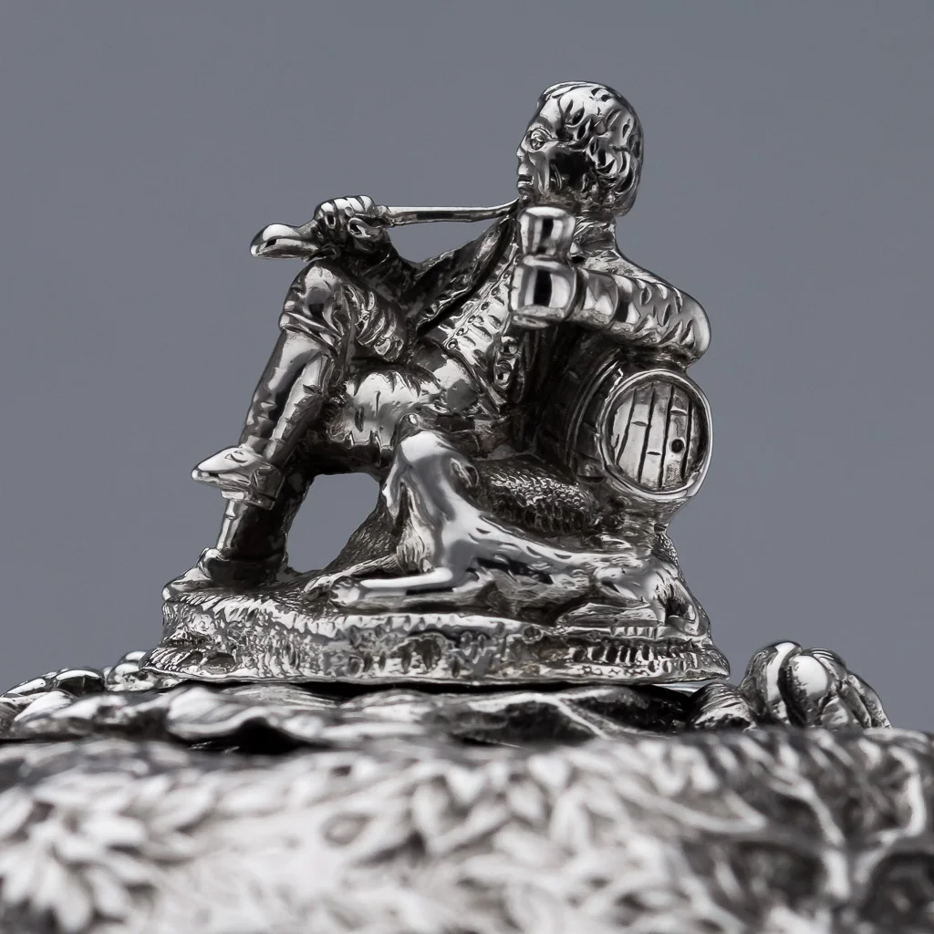 Pushkin Antiques - ANTIQUE 19thC RARE GEORGIAN SOLID SILVER TENIERS DISH & COVER, E FARRELL c.1822-08.jpg