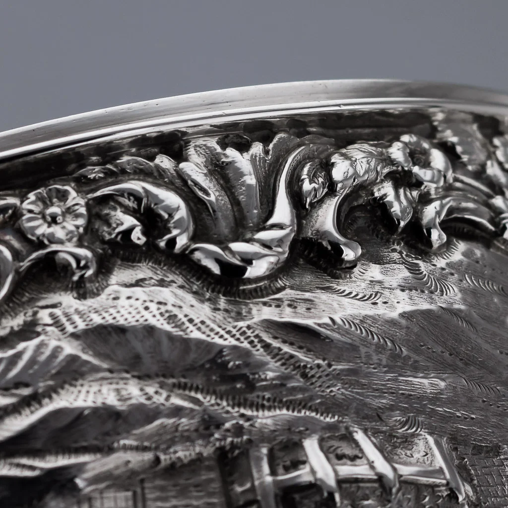 Pushkin Antiques - ANTIQUE 19thC RARE GEORGIAN SOLID SILVER TENIERS DISH & COVER, E FARRELL c.1822-14.jpg