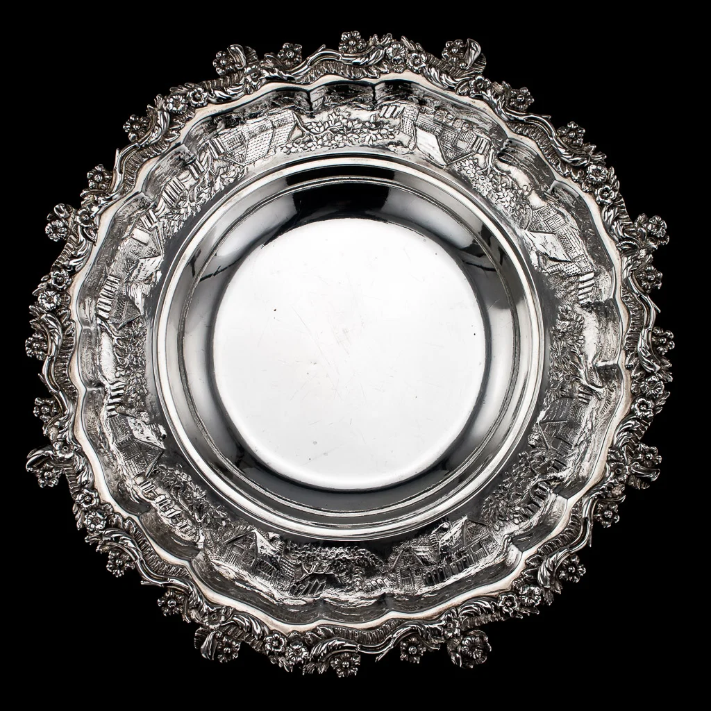 Pushkin Antiques - ANTIQUE 19thC RARE GEORGIAN SOLID SILVER TENIERS DISH & COVER, E FARRELL c.1822-21.jpg
