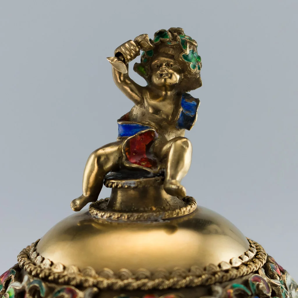 Pushkin Antiques - ANTIQUE 19thC AUSTRIAN SILVER GILT, ROCK CRYSTAL & ENAMEL HUNTING HORN c.1890-07.jpg