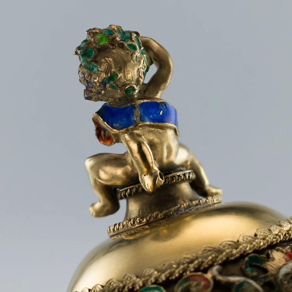 Pushkin Antiques - ANTIQUE 19thC AUSTRIAN SILVER GILT, ROCK CRYSTAL & ENAMEL HUNTING HORN c.1890-09.jpg