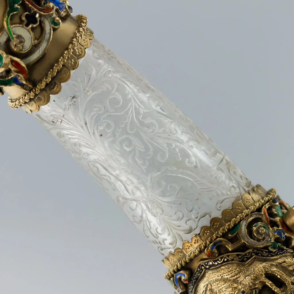 Pushkin Antiques - ANTIQUE 19thC AUSTRIAN SILVER GILT, ROCK CRYSTAL & ENAMEL HUNTING HORN c.1890-18.jpg