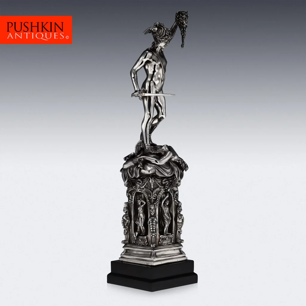 STUNNING 20thC ITALIAN SOLID SILVER PERSEUS & MEDUSA STATUE, AFTER CELLINI c1940.jpg