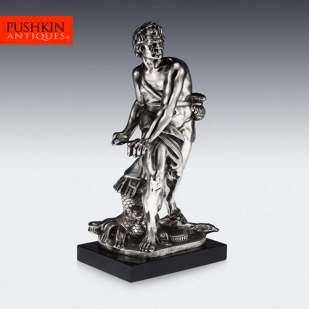 STUNNING 20thC ITALIAN SOLID SILVER BERNINI 'S DAVID STATUE c.1940.jpg