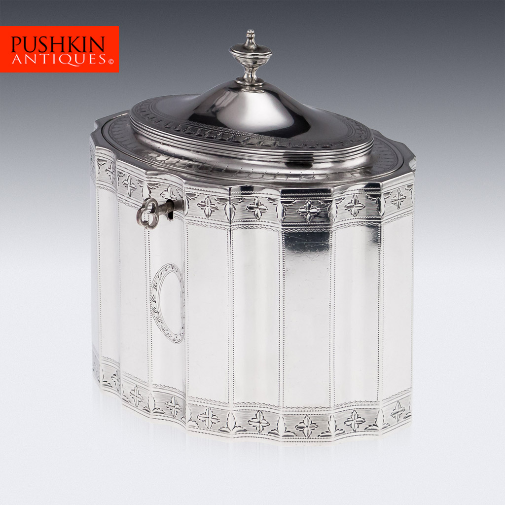 ANTIQUE 18thC RARE GEORGIAN SOLID SILVER TEA CADDY, HENRY CHAWNER c.1788.jpg