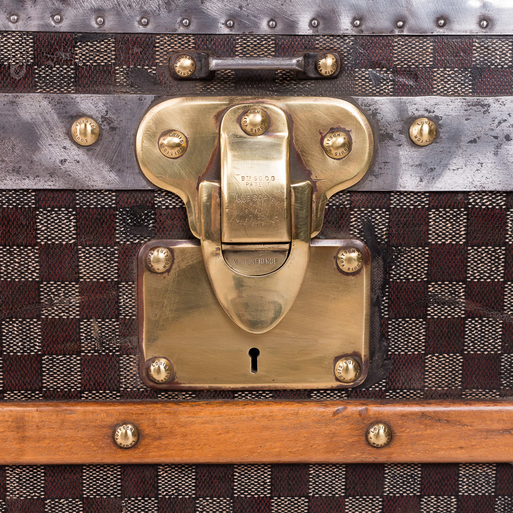 Lot - A Louis Vuitton checkerboard canvas steamer trunk, circa 1900