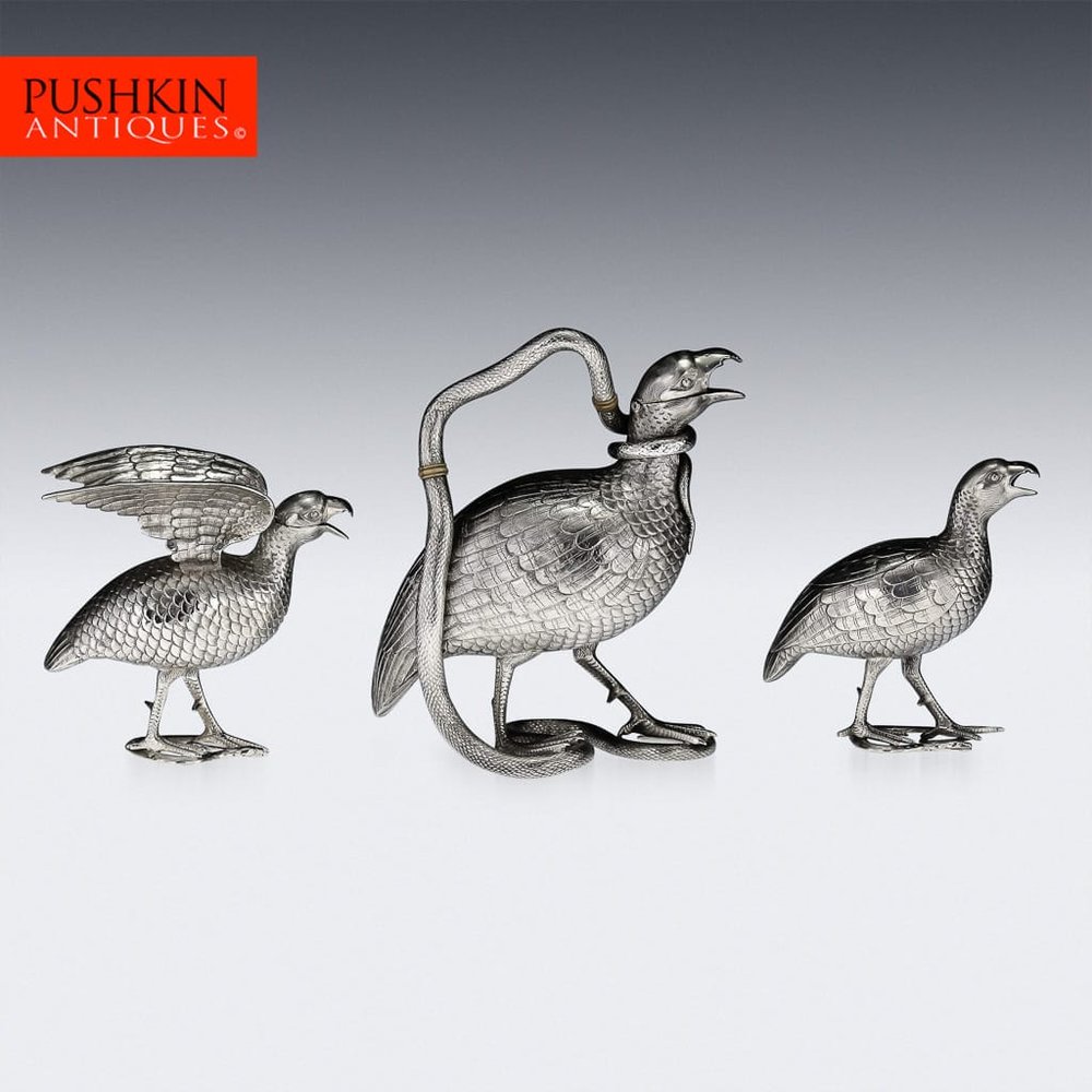 Pushkin Antiques - ANTIQUE 19thC INDIAN OOMERSEE MAWJEE SOLID SILVER FRANCOLINS TEA SET c.1870-01.jpg