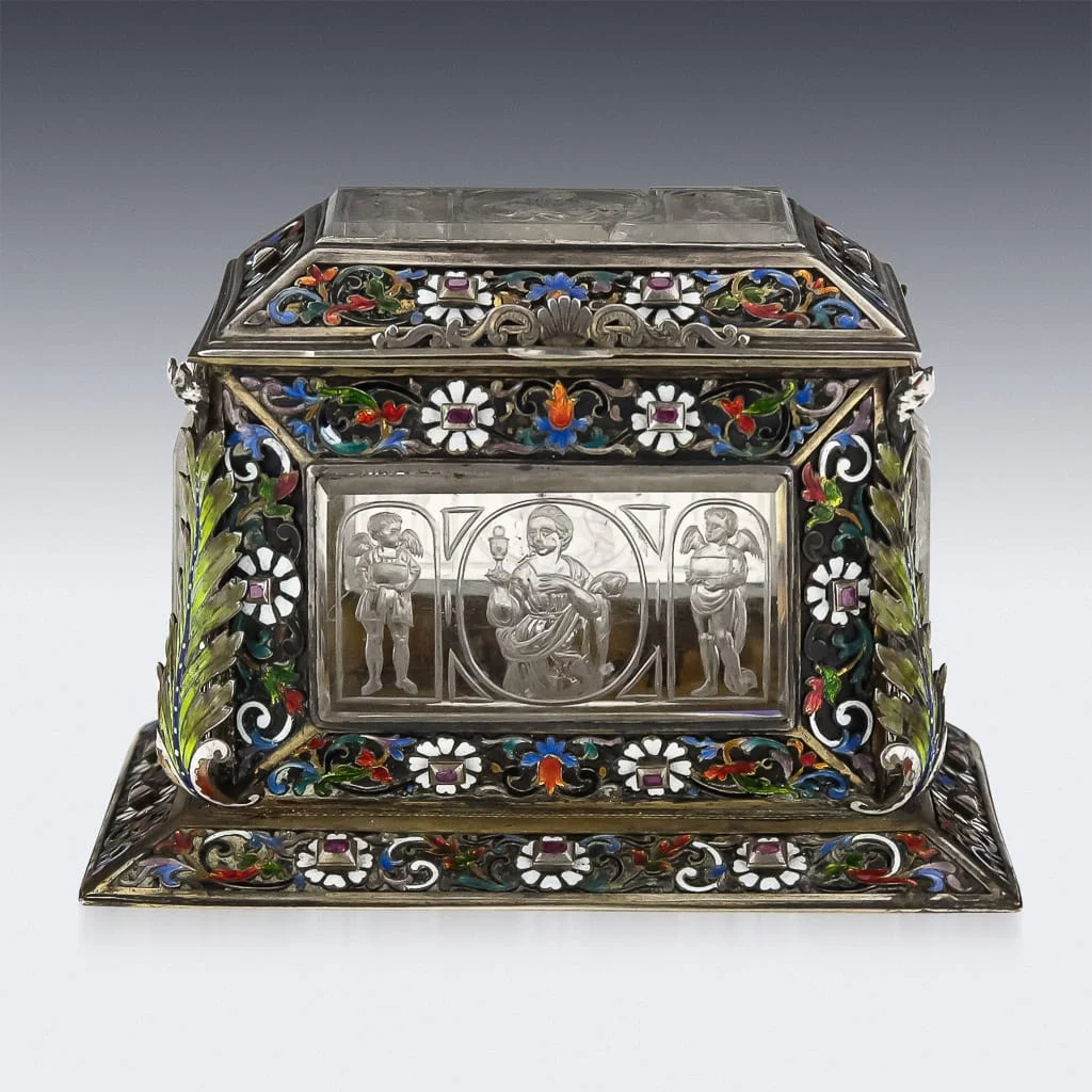 Pushkin Antiques - ANTIQUE 19thC AUSTRIAN SOLID SILVER, ROCK CRYSTAL & ENAMEL BOX, VIENNA c.1880-02.jpg