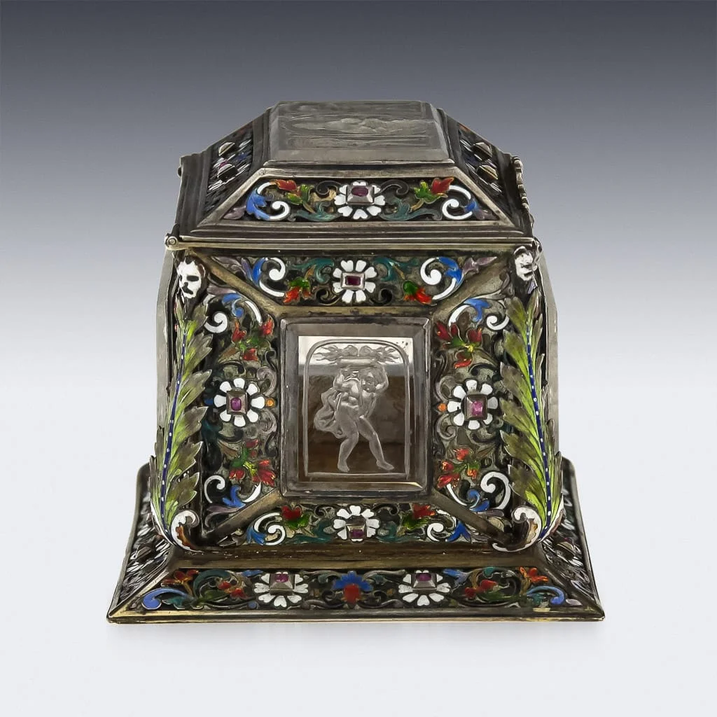 Pushkin Antiques - ANTIQUE 19thC AUSTRIAN SOLID SILVER, ROCK CRYSTAL & ENAMEL BOX, VIENNA c.1880-03.jpg