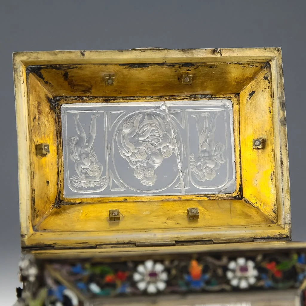 Pushkin Antiques - ANTIQUE 19thC AUSTRIAN SOLID SILVER, ROCK CRYSTAL & ENAMEL BOX, VIENNA c.1880-09.jpg