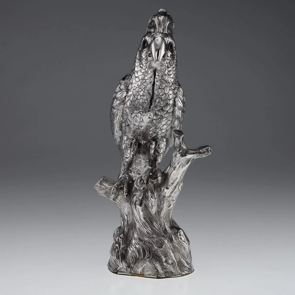 Pushkin Antiques - ANTIQUE 20thC GERMAN SOLID SILVER MASSIVE MODEL OF A PARROT c.1920-05.jpg