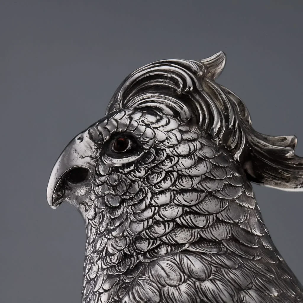 Pushkin Antiques - ANTIQUE 20thC GERMAN SOLID SILVER MASSIVE MODEL OF A PARROT c.1920-08.jpg
