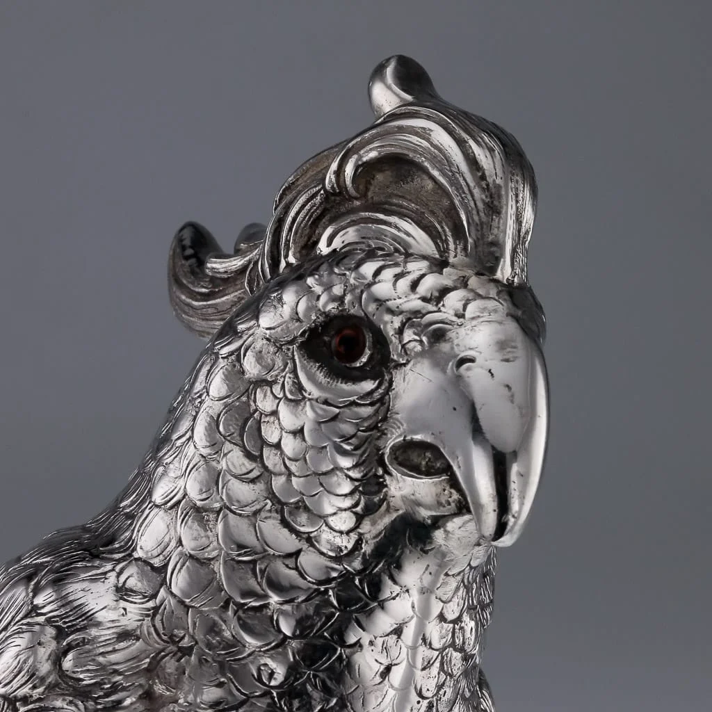 Pushkin Antiques - ANTIQUE 20thC GERMAN SOLID SILVER MASSIVE MODEL OF A PARROT c.1920-10.jpg