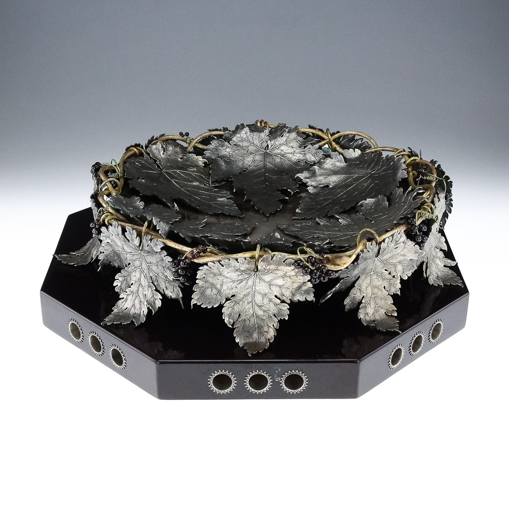 Pushkin Antiques- MODERN 20thC ITALIAN SOLID SILVER IMPRESSIVE GRAPEVINE CENTERPIECE BOWL c.1980-02.jpg