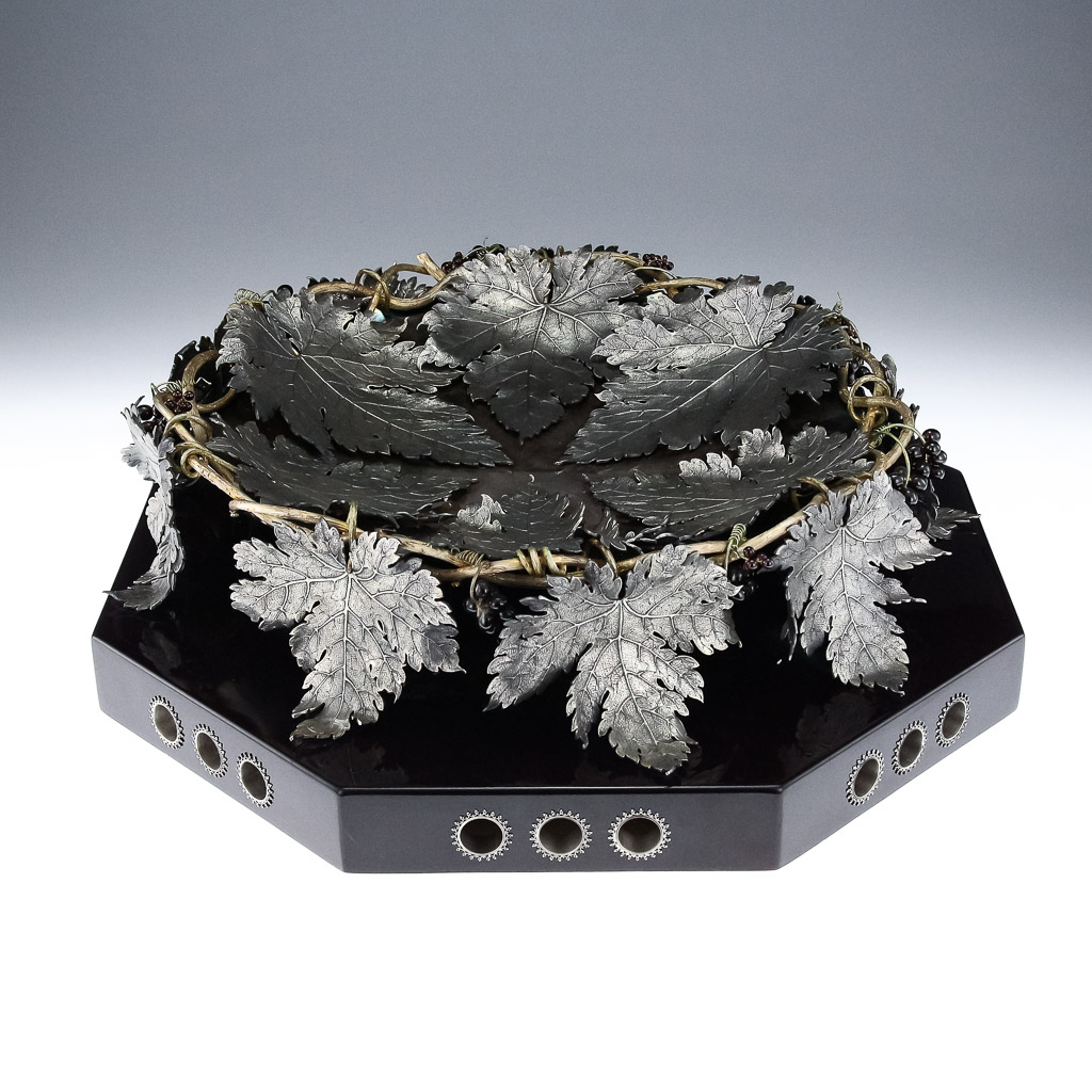 Pushkin Antiques- MODERN 20thC ITALIAN SOLID SILVER IMPRESSIVE GRAPEVINE CENTERPIECE BOWL c.1980-04.jpg