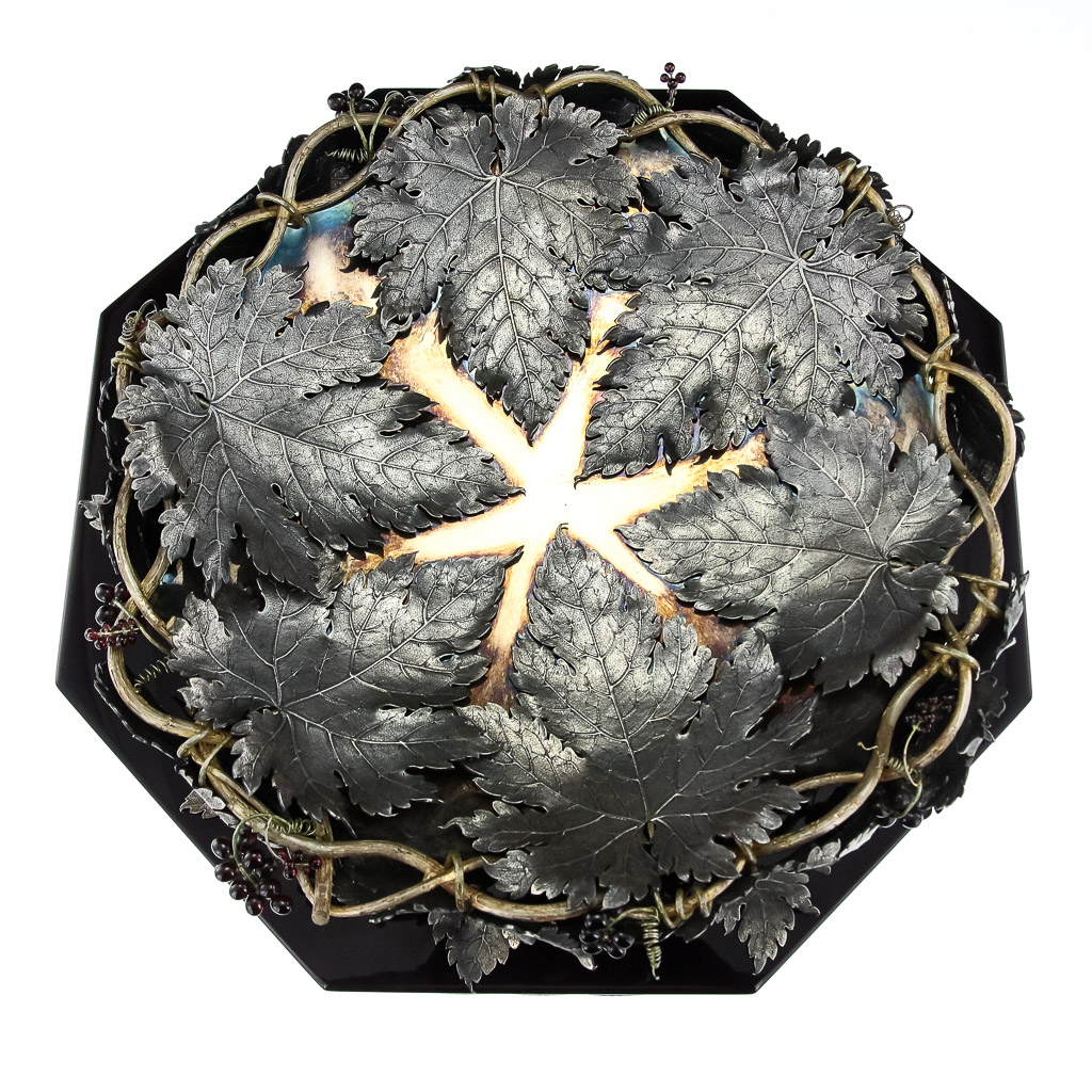 Pushkin Antiques- MODERN 20thC ITALIAN SOLID SILVER IMPRESSIVE GRAPEVINE CENTERPIECE BOWL c.1980-05.jpg