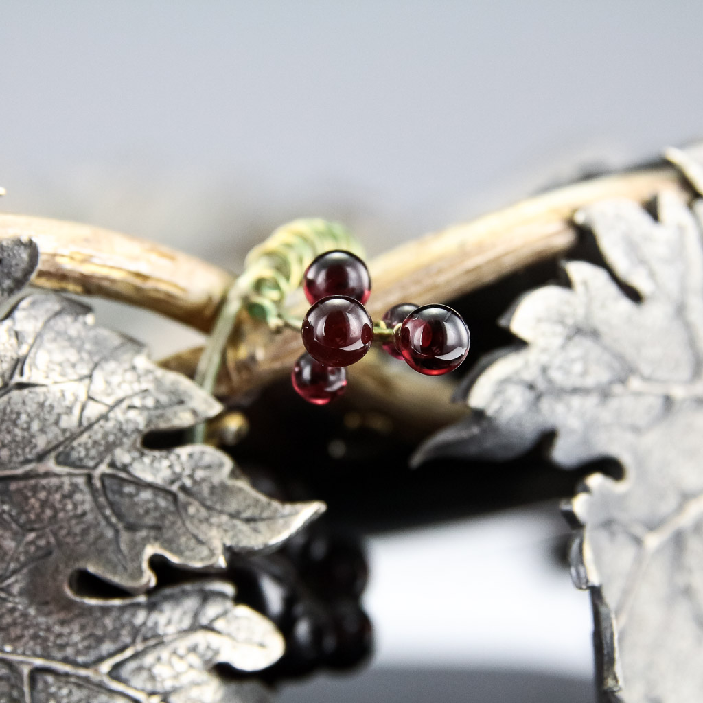 Pushkin Antiques- MODERN 20thC ITALIAN SOLID SILVER IMPRESSIVE GRAPEVINE CENTERPIECE BOWL c.1980-08.jpg