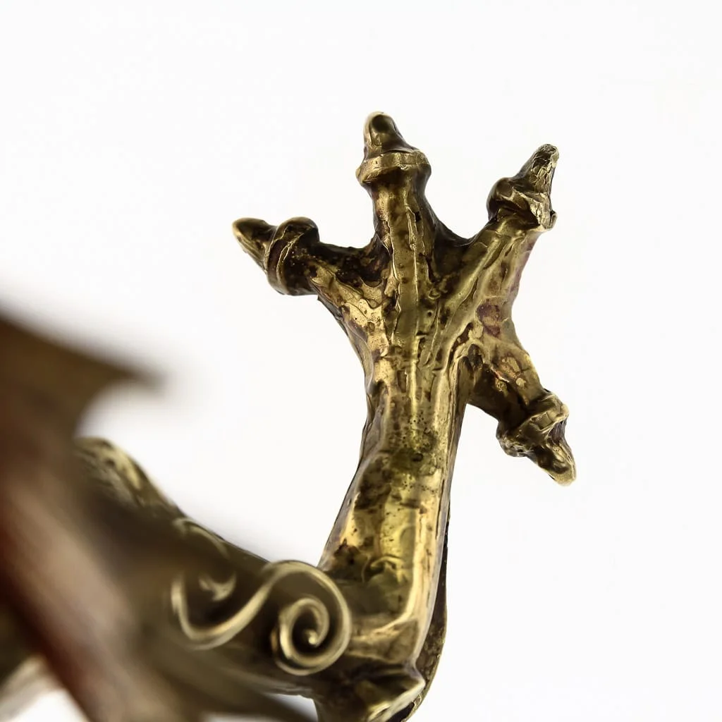 Pushkin Antiques- UNIQUE 20thC ITALIAN GILT SOLID SILVER & CORAL CAST MASSIVE DRAGON FIGURE c.1980-22.jpg