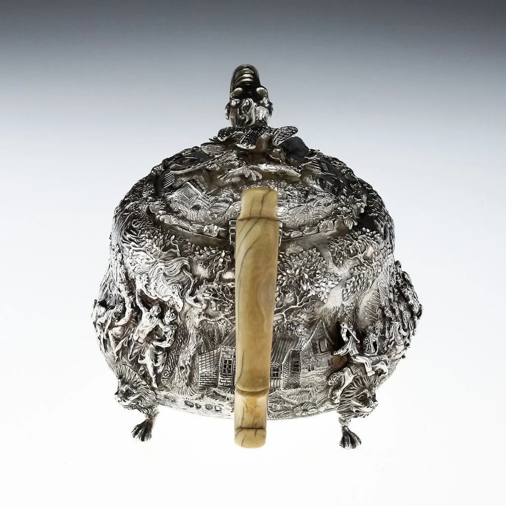 Pushkin Antiques - ANTIQUE 19thC RARE GEORGIAN SOLID SILVER MAGNIFICENT TEAPOT, E FARRELL c.1819-04.jpg