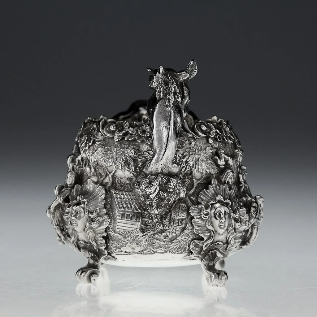 Pushkin Antiques - ANTIQUE 19thC RARE GEORGIAN SOLID SILVER MAGNIFICENT CREAM JUG, E FARRELL c.1819-04.jpg